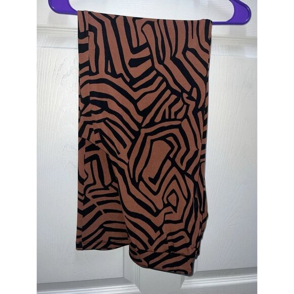 Susan Graver Regular Printed Liquid Knit Pants with Slits Mocha XXS A607351 - Picture 2 of 2